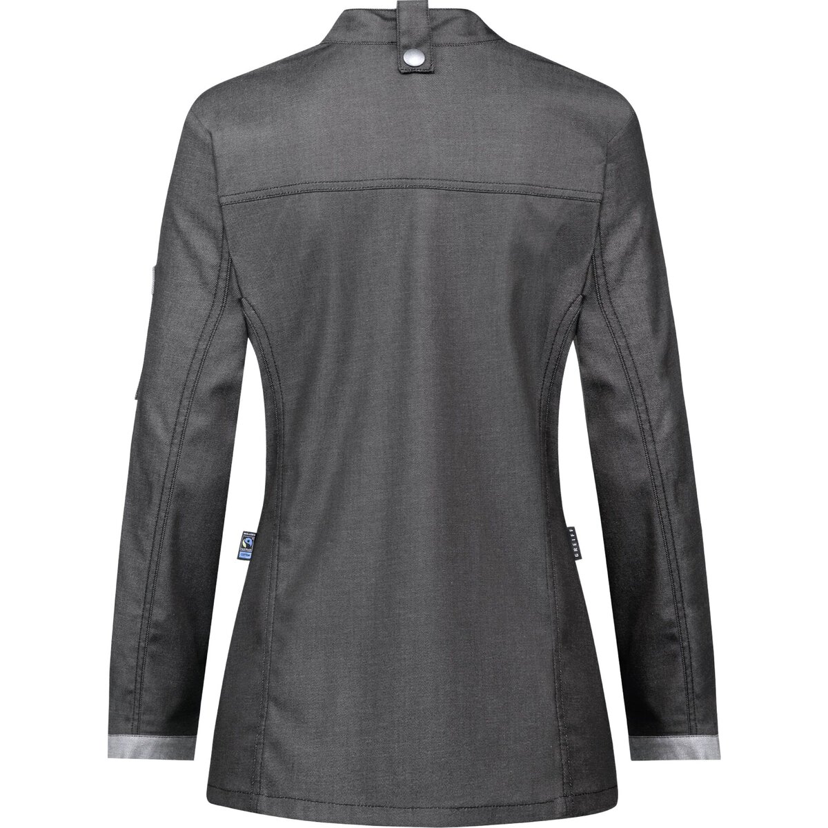 Kochjacke Damen, Bikerstyle, langarm, anthrazit Gr. L (1)