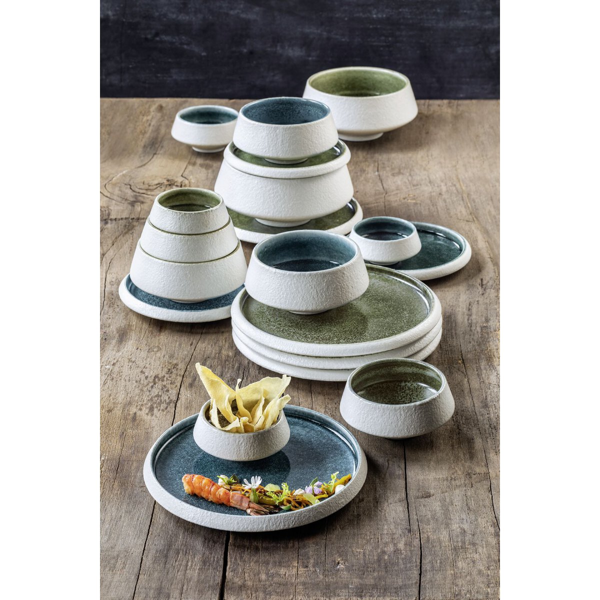 Porzellan Serie "Samoa" grün Teller flach Ø23cm (4)
