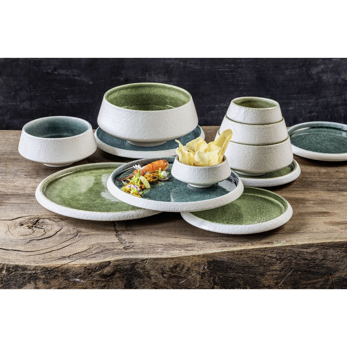 Porzellan Serie "Samoa" grün Teller flach Ø23cm (3)