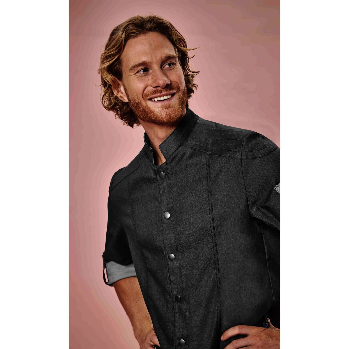 Kochjacke Herren, Bikerstyle, langarm, grün Gr. XXL (3)