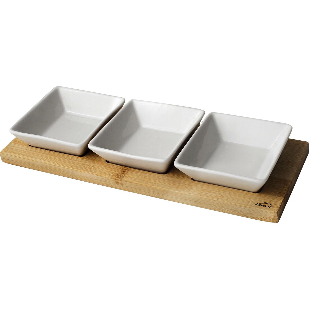 Serviertablett mit 3 Porzellanschälchen, quadratisch (1)