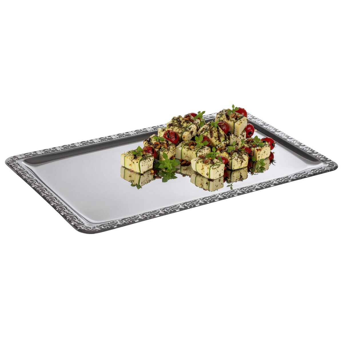 Serviertablett mit Barockrand Edelstahl 1/1 GN (1)