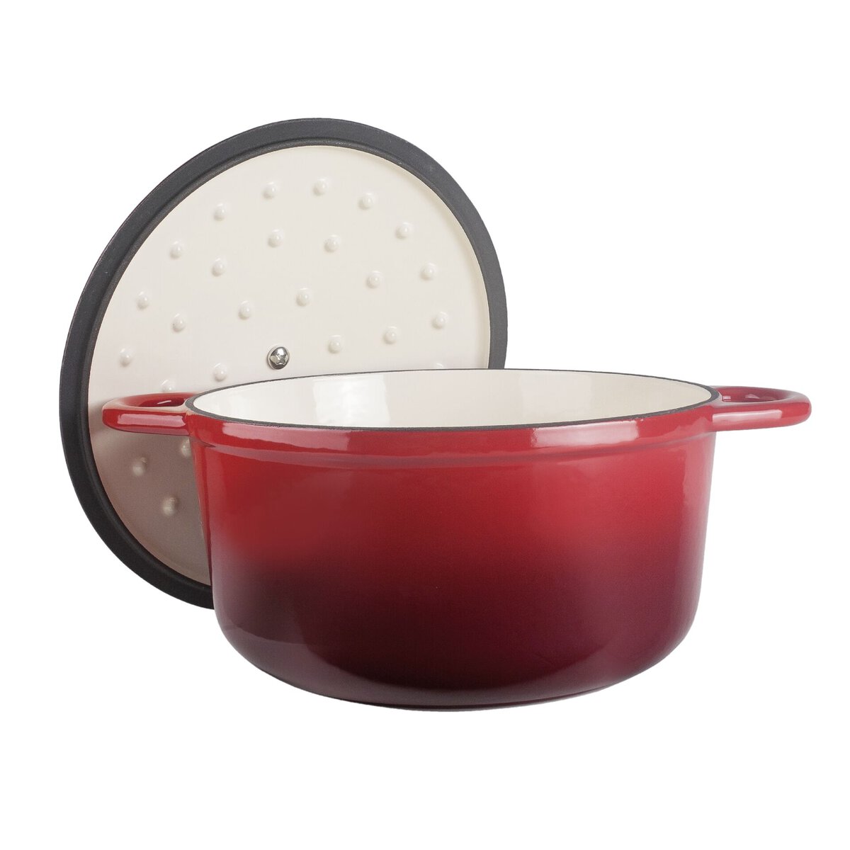 Kasserolle mit Deckel rund, 4l rot (1)