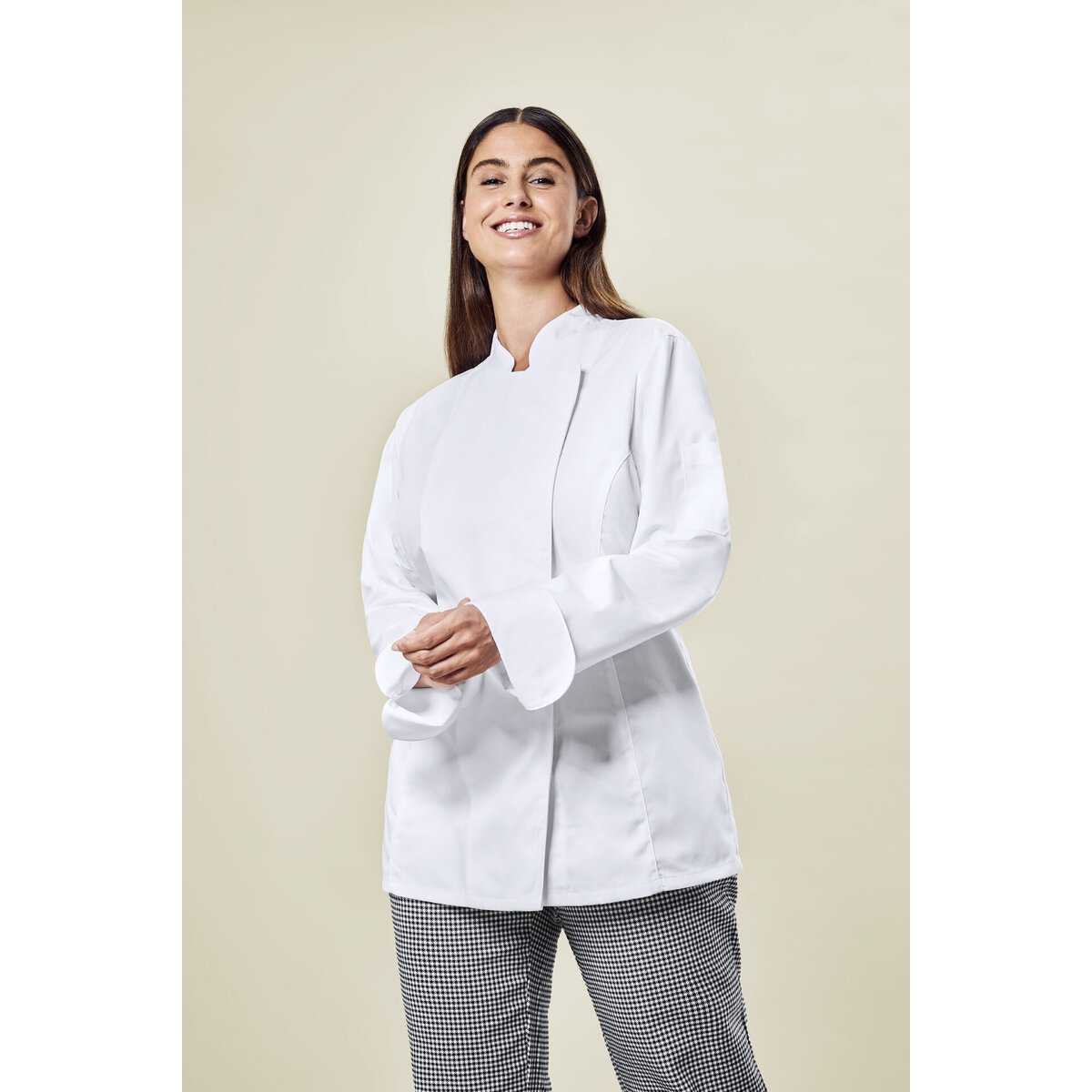 Kochjacke Damen, Druckknöpfe, langarm Größe L (2)