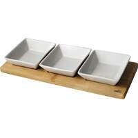 Serviertablett mit 3 Porzellanschälchen, quadratisch (1)