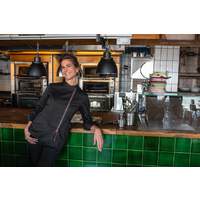 Kochjacke Damen, Kontrast-RV pink, langarm, schwarz Gr. XL (3)